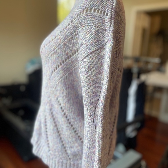 Line The Label Cotton Blend Uma Open Knit Marled Purple Pointelle Sweater Sz S - Picture 5 of 14